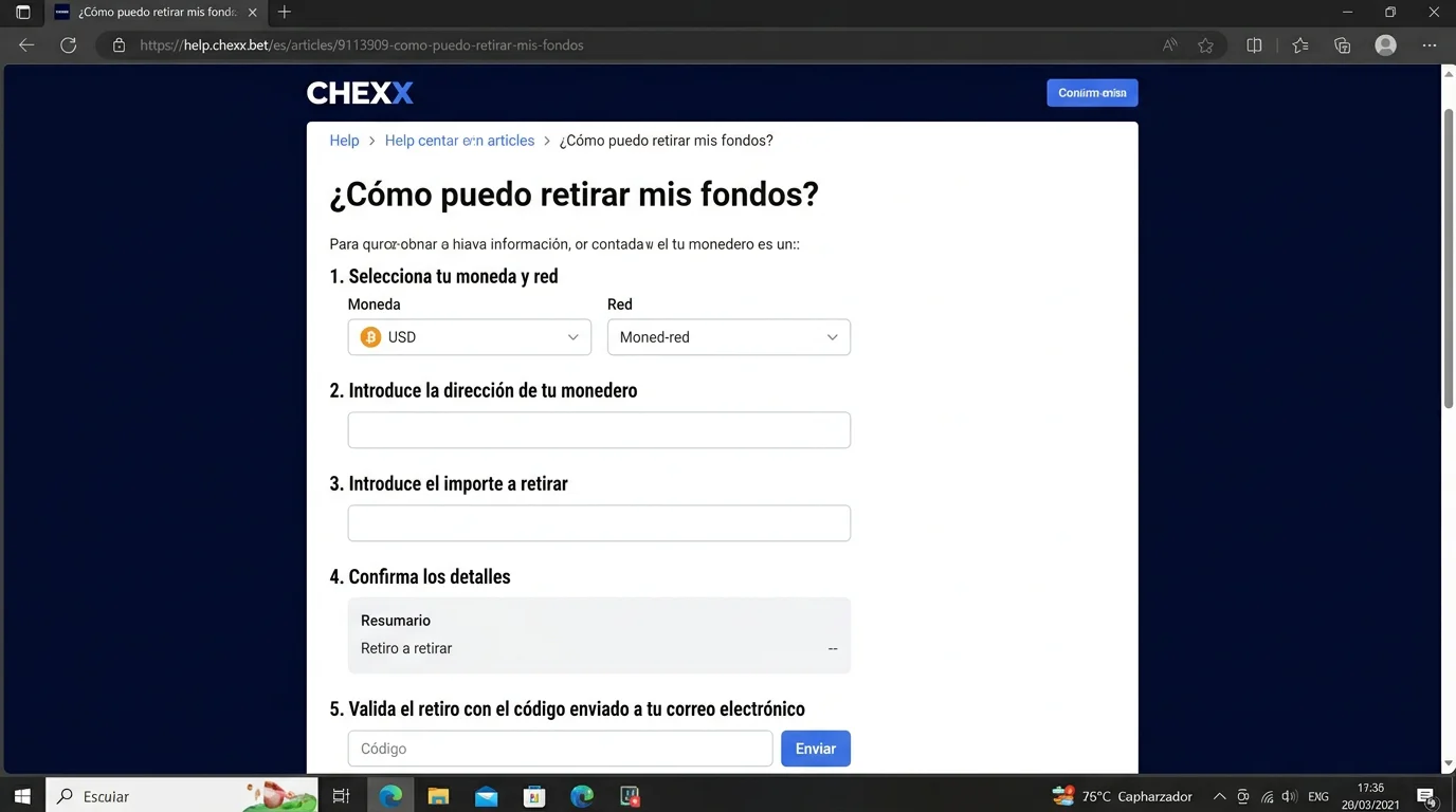 Imagen editorial sobre retiros cripto en CHEXX